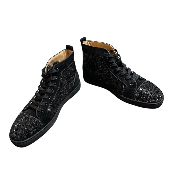 CHRISTIAN LOUBOUTIN RARE Louis Crystal Strass Logo High Top Sneaker RETAIL 3,195 - Picture 10 of 12